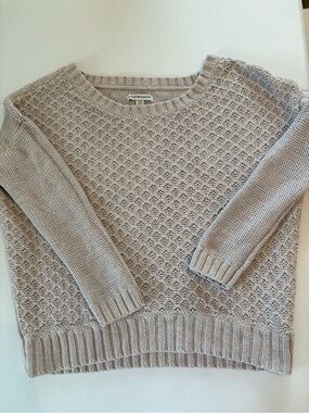 American Eagle Outfitters Cream Textured Crewneck Sweater